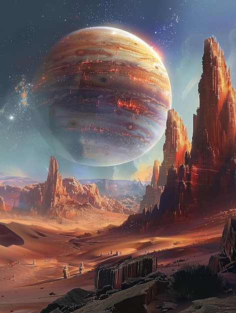 A futuristic interpretation of Jupiter inspired by peasant cultureClean Background