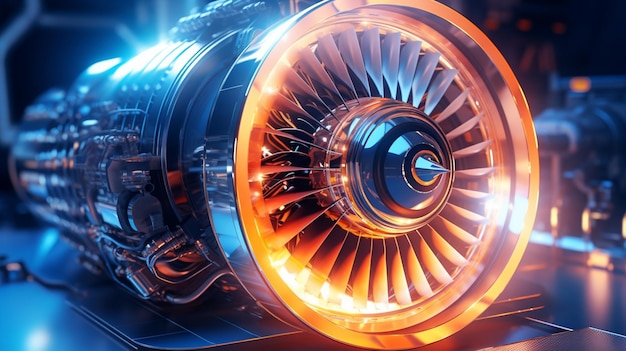 Photo futuristic jet engine technology advanced background design for engineering innovation