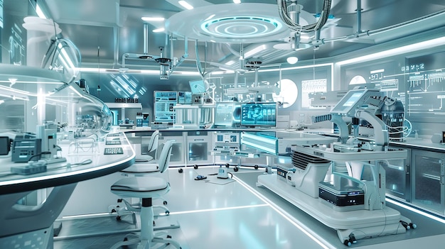 Futuristic Laboratory Interior With Advanced Medical Technology