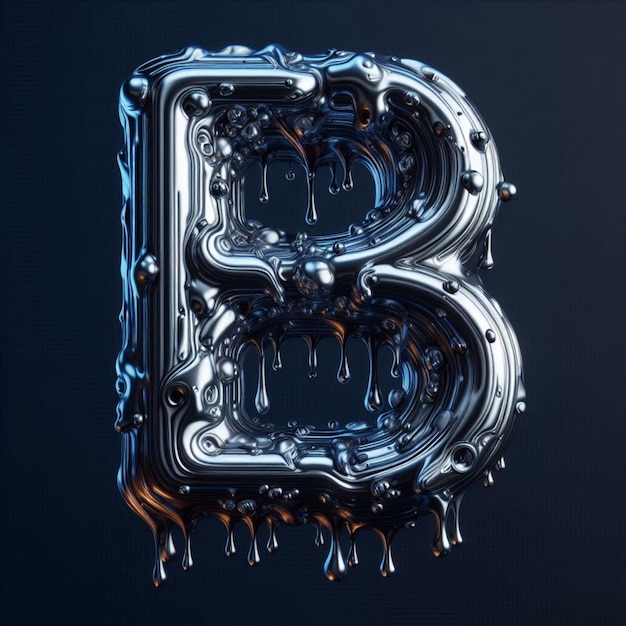 A futuristic liquid 3D font with a metallic sheen