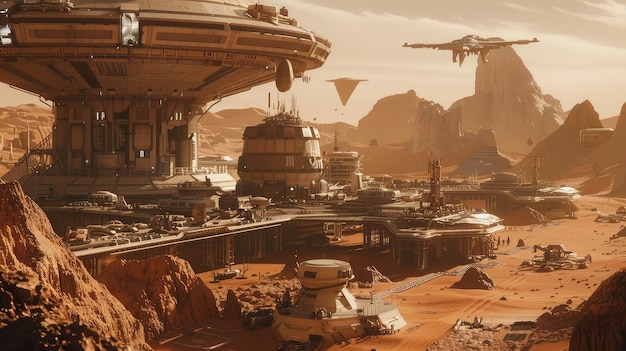 Futuristic Mars Colony Landscape