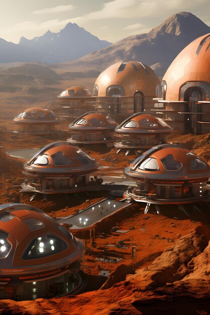 Photo futuristic mars colony