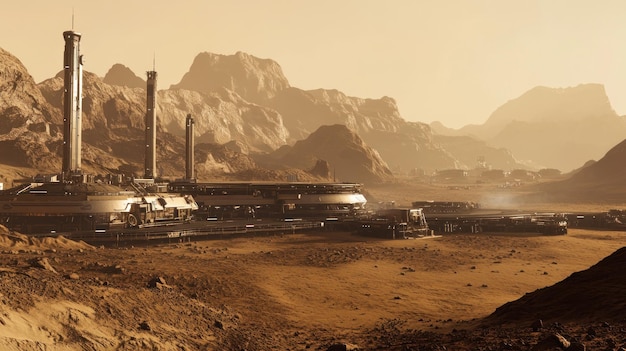 Photo futuristic martian base