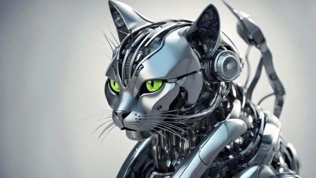 Photo futuristic mecha cat illustration