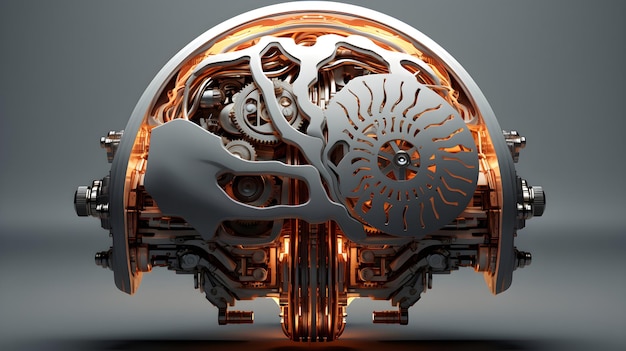 Photo futuristic mechanical design glowing gears and intricate machinery