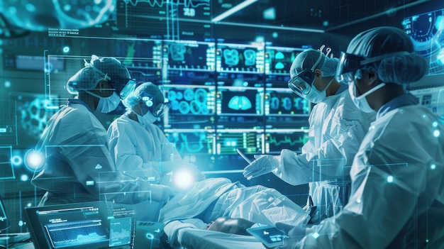 Photo futuristic medical procedures in advanced hightech surgery rooms