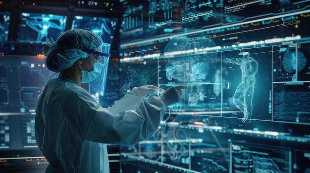 Photo futuristic medical procedures in advanced hightech surgery rooms