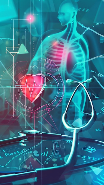 Futuristic medical research or cardiology healthcare