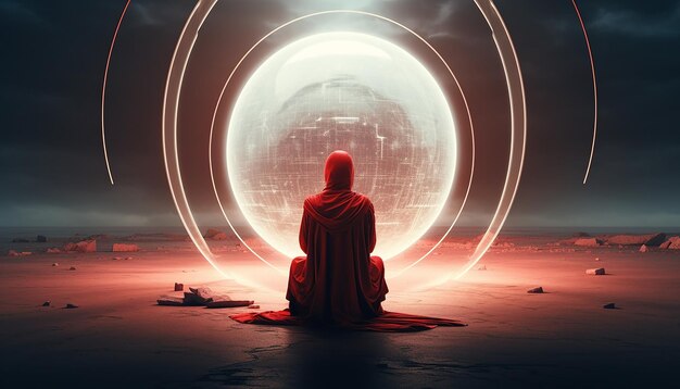 Photo futuristic meditation realistic photoshoot