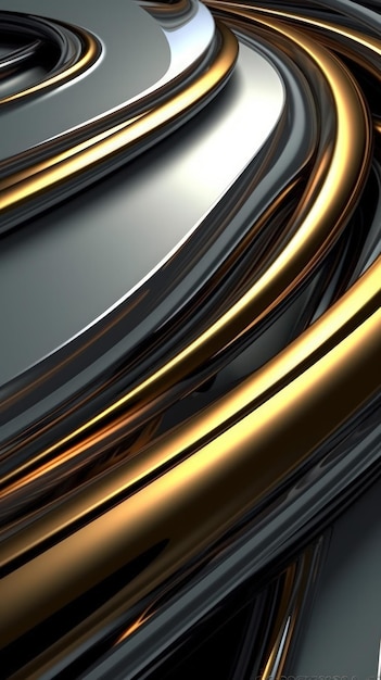 Futuristic Metallic Composition with Sleek Lines and Curved Forms AI Generated