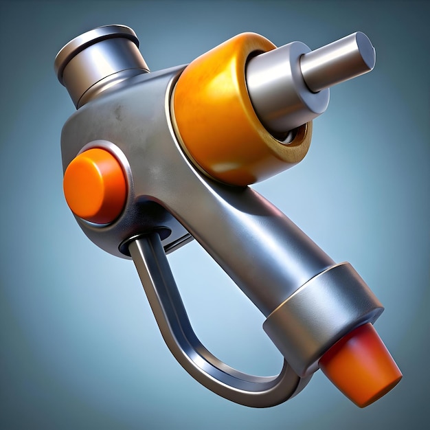 Photo a futuristic metallic fuel nozzle with an orange accent