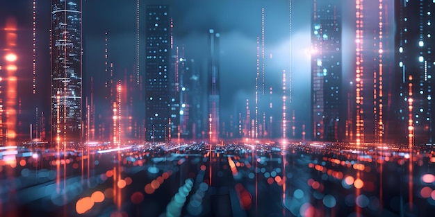 Futuristic metaverse city skyline with glowing digital lights and advanced technology Concept Metaverse City Futuristic Technology Digital Lights Advanced Architecture Urban Skyline