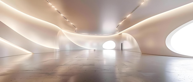 Futuristic Minimalist Gallery with Curved Lighting Concept Futuristic Design Minimalist Aesthetics Gallery Lighting Curved Lines