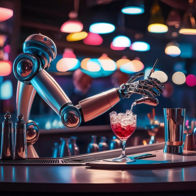 Photo futuristic mixology robotic precision at the bar