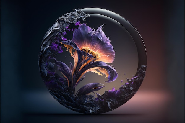 Futuristic mockup circle in abstract iris digital illustration painting