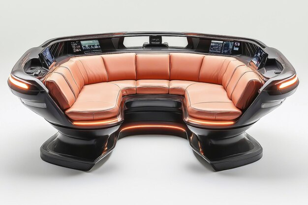 Futuristic Modern Curved Sofa with Integrated Control Panel