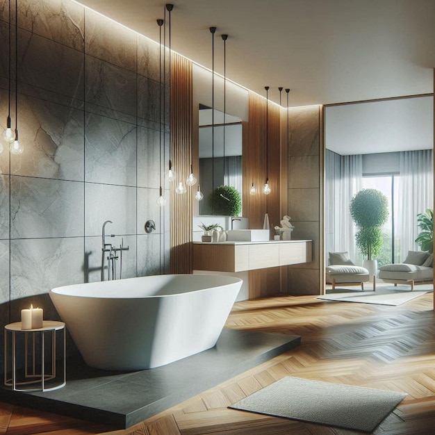 Futuristic modern interior design ai image