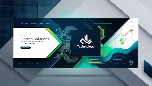 Photo futuristic and modern main banner for technology website