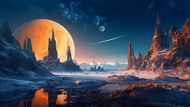 Futuristic moon landscape sinister cinematic