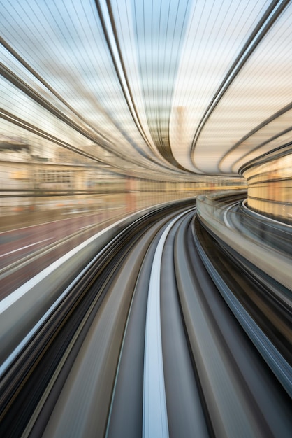 Photo futuristic motion blur effect on a train during sunset