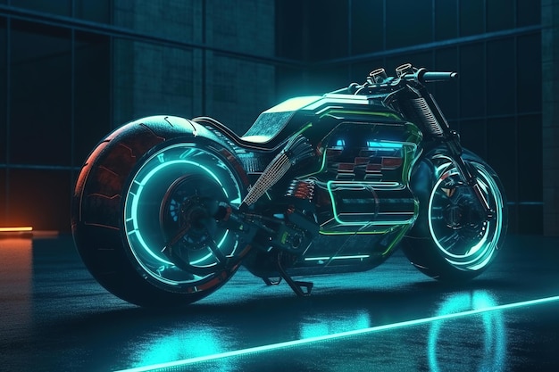 Futuristic motorcycle concept design image by generative AI