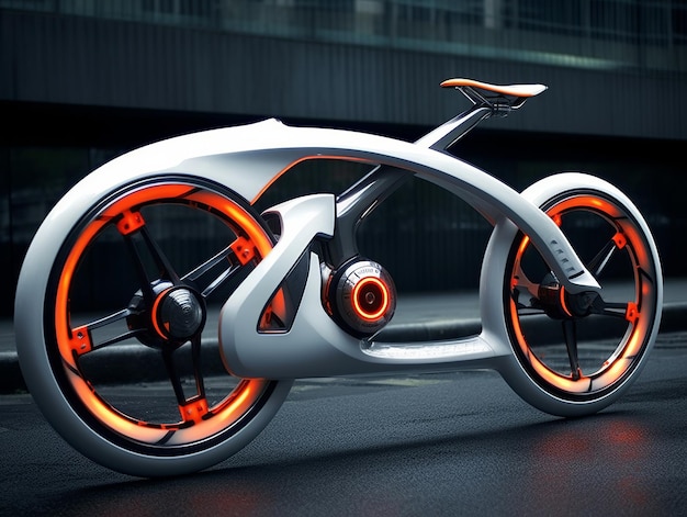 Futuristic motorcycle on the street Created with generative Ai technology