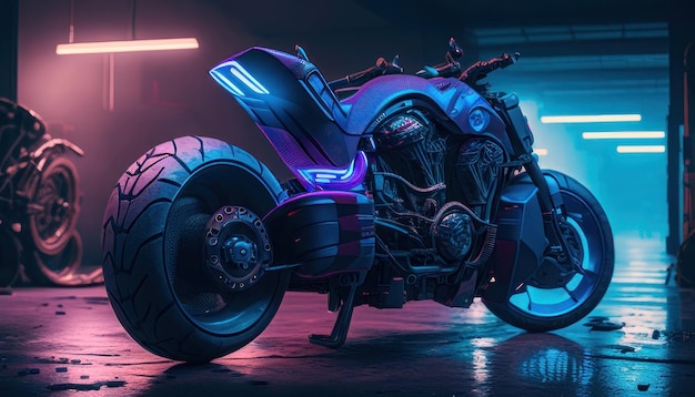 A futuristic motorcycle with the word motorcycle on the side.