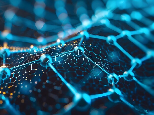 Futuristic Nanoscale Network of Interconnected Hexagonal Structures Depicting Technological Advancements