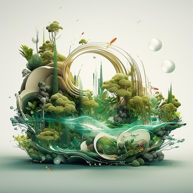 Futuristic Nature Organic Worlds Merging with Digital Harmony