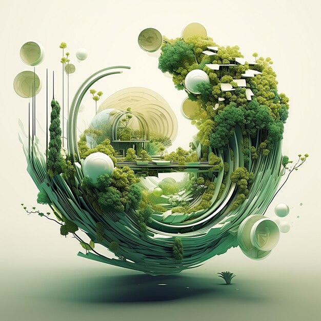 Photo futuristic nature organic worlds merging with digital harmony