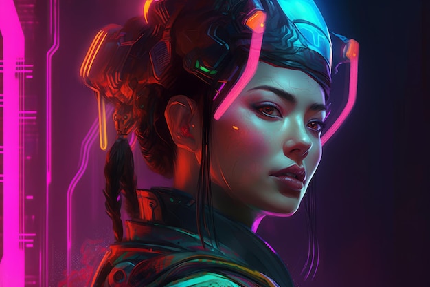 Futuristic neon can woman Generate Ai