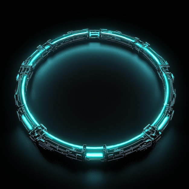 Photo futuristic neon circle with glowing light