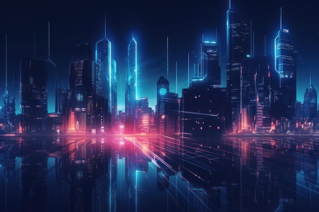 Futuristic neon city Generate Ai