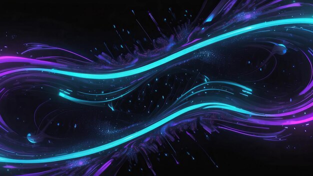 Futuristic neon cyberspace waves in glowing purple and cyan hues