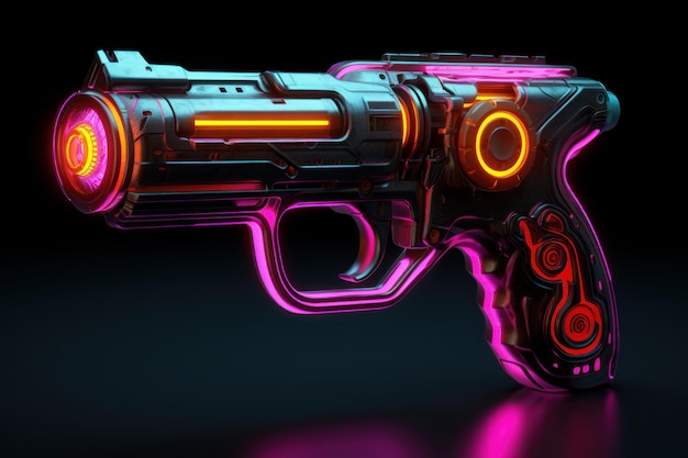 Futuristic Neon pistol arcade gun Generate Ai