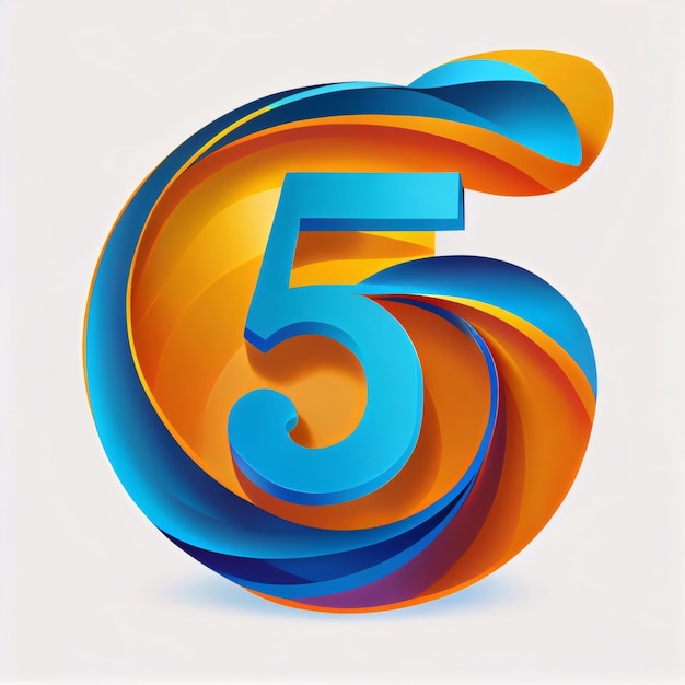 Futuristic number 5 logo design 3d vector design