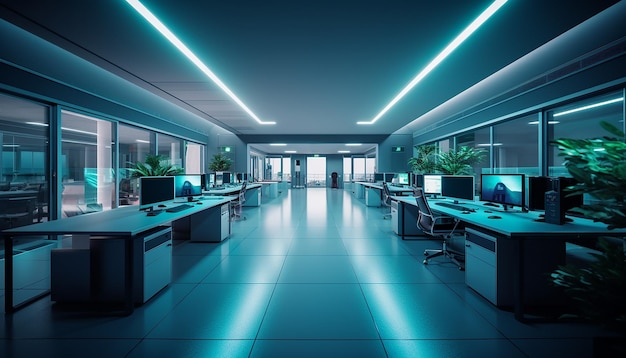 Futuristic office design modern creative interior photoshoot created with generative ai