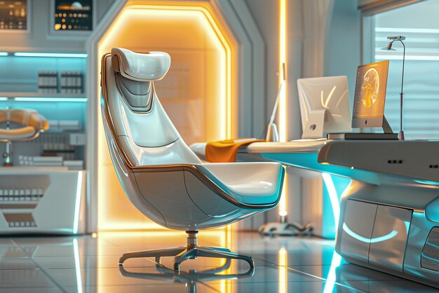 Photo futuristic office suite sleek ultramodern design with advanced technology