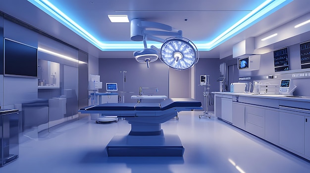 Photo futuristic operating room with hightech medical equipment advanced surgical environment