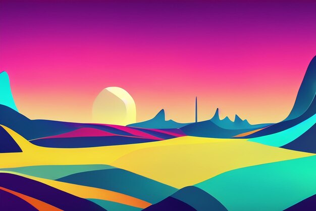 Photo futuristic pastels colorful retroinspired landscape views