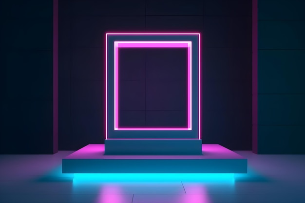 futuristic pedestal podium display with neon lights