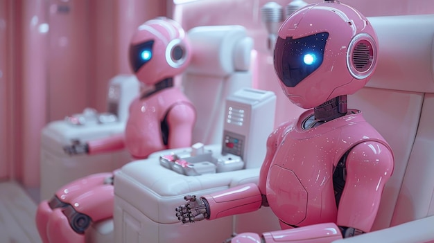 Futuristic pink robots generative ai