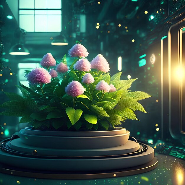 Futuristic plant tree in spaceship room generative art by AI