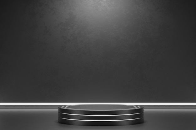 Futuristic podium on a dark background Cylindrical podium for gadget device mobile phone laptop etc 3d render