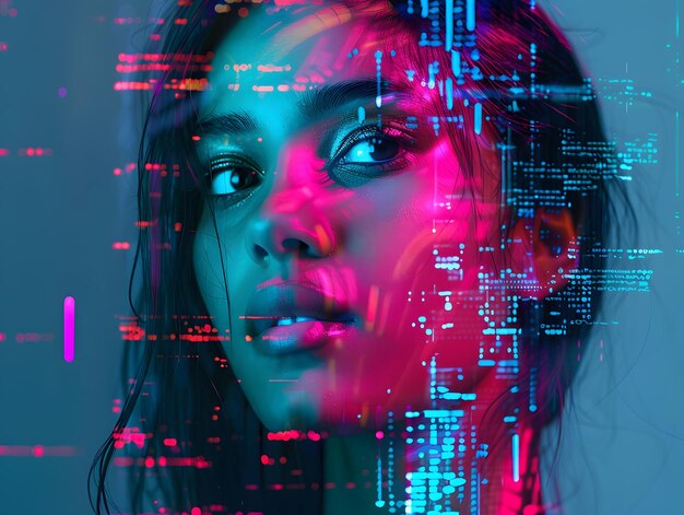 Futuristic portrait of an android robot woman Neural network AI generated art