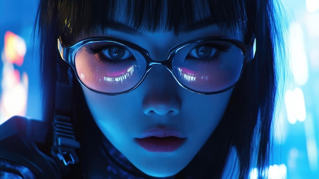 Photo a futuristic portrait created in neon lights that radiates urban vibes and energy