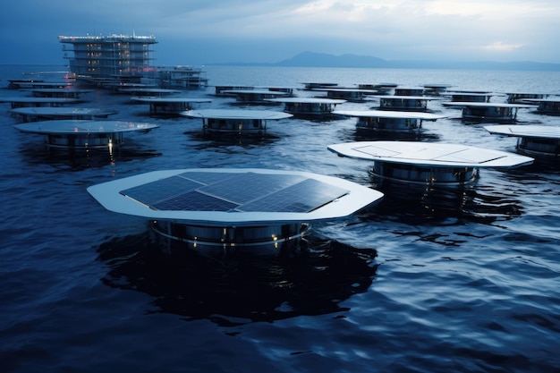 Futuristic power plant of the future in the ocean water energy