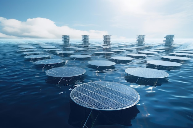 Futuristic power plant of the future in the ocean water energy