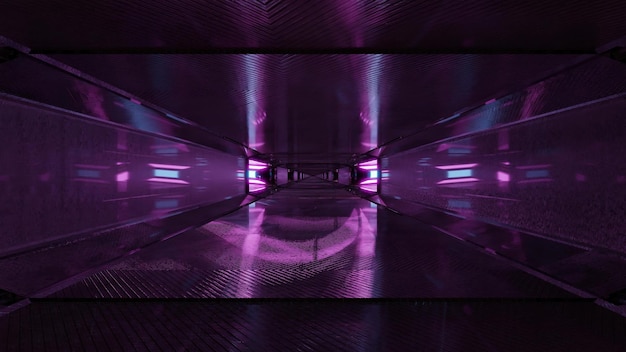 Futuristic purple corridor 4K UHD 3D illustration