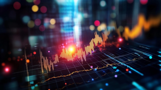 A futuristic representation of data analysis with vibrant charts and graphs symbolizing growth